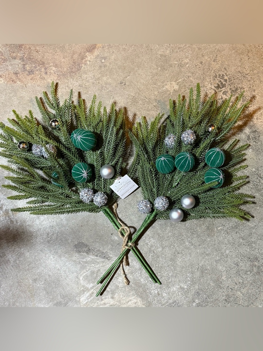 Wondershop Greenery Picks Set of 4 Green and Silver Faux Floral Stems